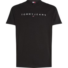 Tommy Jeans Bisiklet Yaka Siyah Erkek T-Shirt DM0DM20744BDS Tjm Reg Lınear Logo