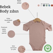 Mambies Premium  Pamuk Çıt Çıtlı Uzun Kollu Body Zıbın