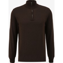 Tombolini Fermuarlı Yaka Slim Fit Kahve Erkek Kazak WM63_ZMG9