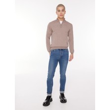 Tombolini Fermuarlı Yaka Slim Fit Kahve Erkek Kazak WM63_ZMG9