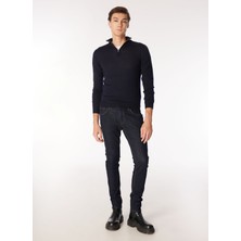 Tombolini Bisiklet Yaka Slim Fit Koyu Lacivert Erkek Kazak WM63_ZMG9