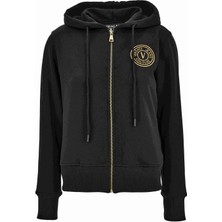 Versace Jeans Couture Kapüşon Yaka Baskılı Siyah Kadın SweatShirt 77HAIT00