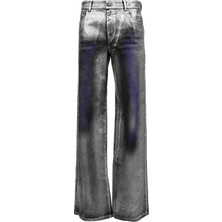 Chiara Ferragni Yüksek Bel Geniş Paça Standart Gri Kadın Denim Pantolon 77CBB5P1