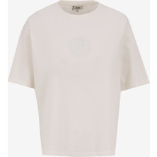 Jeep Bisiklet Yaka Baskılı Kırık Beyaz Kadın T-Shirt J5SL-TST7006