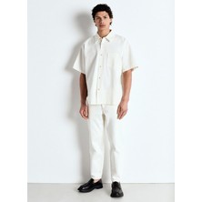 American Vintage Normal Bel Normal Paça Straight Kırık Beyaz Erkek Denim Pantolon MJOZ11AE25OFFWHI