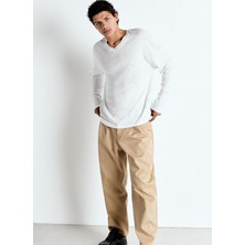 American Vintage Beyaz Erkek Uzun Kollu T-Shirt MSON02FGE25BLANC