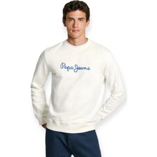 Pepe Jeans Bisiklet Yaka Kırık Beyaz Erkek SweatShirt PM582715-803 New Joe Crew