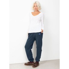 American Vintage V Yaka Düz Beyaz Kadın T-Shirt JAC52E25_BLANC