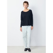 American Vintage Kayık Yaka Düz Siyah Kadın T-Shirt SON36E25_NOIR