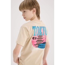 DeFacto Bisiklet Yaka Sırt Baskılı Kısa Kollu Tişört Erkek Çocuk E5082A825SM