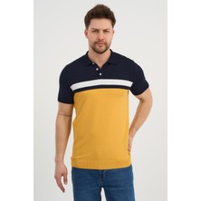 Alexander Gardi ALEXANDERGARDI Polo Yaka Düğmeli Renk Bloklu Triko T-shirt