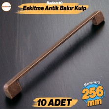 Badem10 Radus 10 Adet Antik Bakır Metal Kulp 256 mm Mobilya Çekmece Mutfak Dolabı Dolap Kulpları