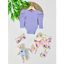 Alp Bebe Michigan Floral Desing Balon Kol  Takım - Lila