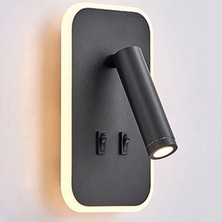 Elektrik Bağlantısı Ile Çalışır Oynar Başlı, 3000 Kelvin Günışğı Ledli Duvar Aplik, Yatak Başı Aplik