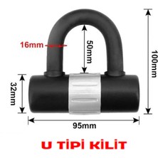 Merpa Motosiklet Kesilmez Çelik U Tipi Bar Disk Kilidi 16MM Kalınlıkla Güven Verir