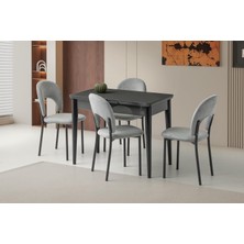 Sweet Home Masa Sandalye Kelebek 60 x 100  cm  Tekno Kenar Mdf H.g Açılır Masa 4 Adet Ay Sandalye Takım