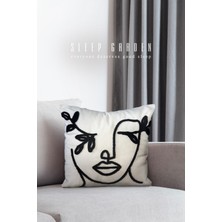 Sleep garden kadın yüzü siyah punch kırlent 45x45