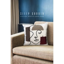 Sleep garden kadın yüzü kahverengi puch kırlent 45x45