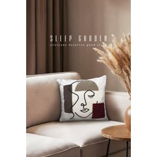 Sleep garden kadın yüzü kahverengi puch kırlent 45x45