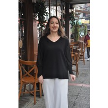 Aska Butik Ithal Lüx Seri Simli Siyah Kazak