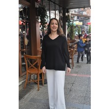 Aska Butik Ithal Lüx Seri Simli Siyah Kazak