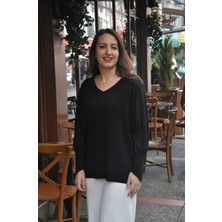 Aska Butik Ithal Lüx Seri Simli Siyah Kazak