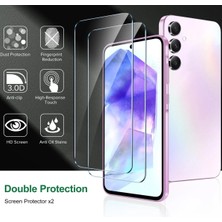Etiget Samsung Galaxy A55 Kılıf Şeffaf Silikon + 2 Adet Cam Ekran Koruyucu Seti
