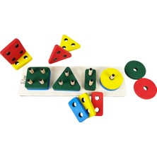 Montessori Ahşap  Geometrik Şekilller Tak-Çıkar Delikli 4 Şekil
