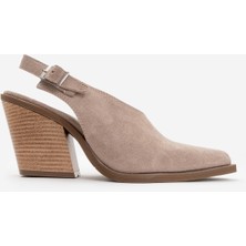 Dericlub Kadın Sivri Burun Topuklu Western Sandalet Zy 8040 Vizon