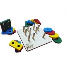 Montessori Ahşap  Geometrik Şekilller Tak-Çıkar Delikli 4 Şekil Kare