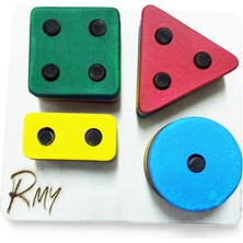 Montessori Ahşap  Geometrik Şekilller Tak-Çıkar Delikli 4 Şekil Kare