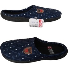 Gezer Erkek Lacivert-Beyaz Nokta Desenli Ortopedik Taban Ev İçi Günlük Terlik