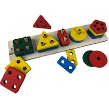 Montessori Ahşap  Geometrik Şekilller Tak-Çıkar Delikli 5 Şekil