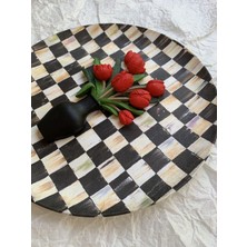 Lale Damalı Mackenzie Duvar Tabağı Duvar Süsü 3D Boyutlu Kırmızı Lale El Yapımı