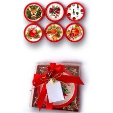 Kurumsal Hediyelik Yeni Yıl Yılbaşı Christmas Bardak Altlığı 14 cm  Mumluk Kutulu Hediye