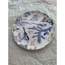 Blue Blanc Kuş Desenli Duvar Tabağı Dekoratif Bahçe Balkon Mutfak Salon Duvar Süsü NO:202