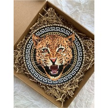Dekoratif Duvar Tabağı Mutfak Bahçe Balkon Dekorasyonu Duvar Süsü Leopar Desenli Siyah Tabak No:49