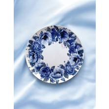 Blue Blanc Çiçek Desenli Duvar Tabağı Dekoratif Bahçe Balkon Mutfak Salon Duvar Süsü NO:187