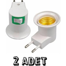 2 Adet Aç - Kapa Anahtarlı E27 Duylu Fiş, E27 Ampul ve Gece Lambası Takılabilir Anahtarlı Fişli Duy