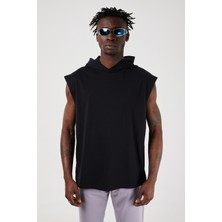 Scorp Scorp Bounce Erkek Kapüşonlu Kolsuz Sweatshirt Siyah