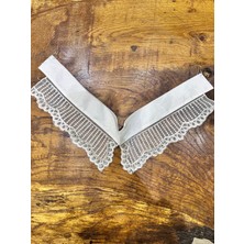 Gönülden Tasarım 40X10 cm Zirkon Taşlı Güpür Beyaz Yaka Aplike