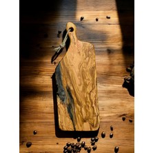 F&s Woodart Büyük Boy Edremit Zeytin Ağacı Doğal Tek Parça Eksiz Saplı Kesme Sunum Tahtası 46  x  17  cm