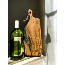 F&s Woodart Büyük Boy Edremit Zeytin Ağacı Doğal Tek Parça Eksiz Saplı Kesme Sunum Tahtası 46  x  17  cm