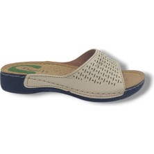 Zerhan 126 Kadın Krem Taşlı Günlük Kullanım Terlik