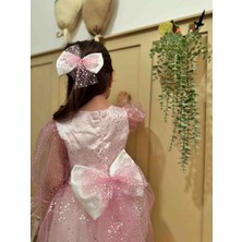 Tude Kıds Pembe Tüllü Yıldız Baskılı Kız Çocuk Abiye/doğum Günü/konsept Elbisesi