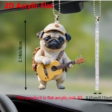 Gitarlı Pug 2 Boyutlu Akrilik Dikiz Aynası Süsü 8X6CM
