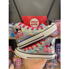 Mech Butik Kuromi Cherry Boom Baskılı Hologram Bilekli Fermuarlı Kaydırmaz Taban Ayakkabı Sneaker