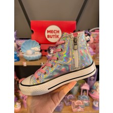 Mech Butik Kuromi Cherry Boom Baskılı Hologram Bilekli Fermuarlı Kaydırmaz Taban Ayakkabı Sneaker