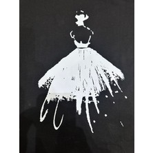 Gönülden Tasarım Ütü Ile Yapışan Beyaz Elbiseli Gölge Kız Transfer Baskı Arma 33X23 cm