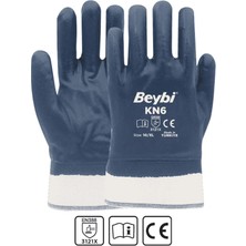 Beybi Kn6 Şardonlu Petrolcü  Pamuk Nitril Eldiven Mavi No:10 144 Adet